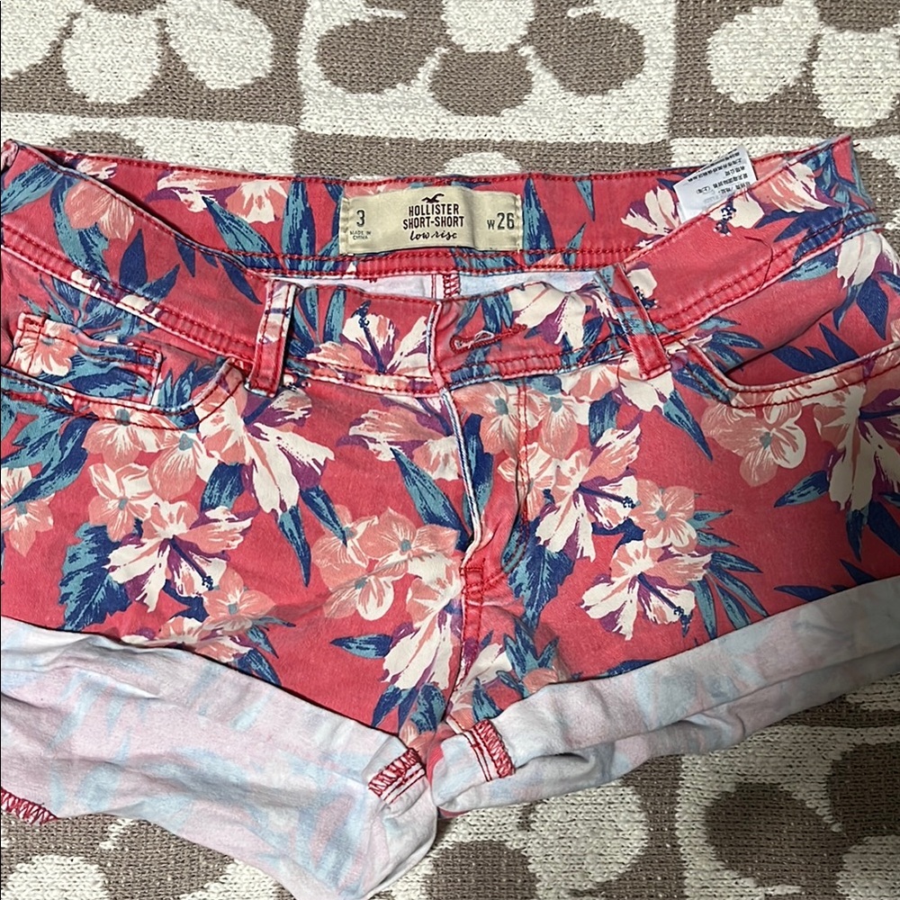 Hollister Pink and Blue Jean Shorts Vibrant Style
